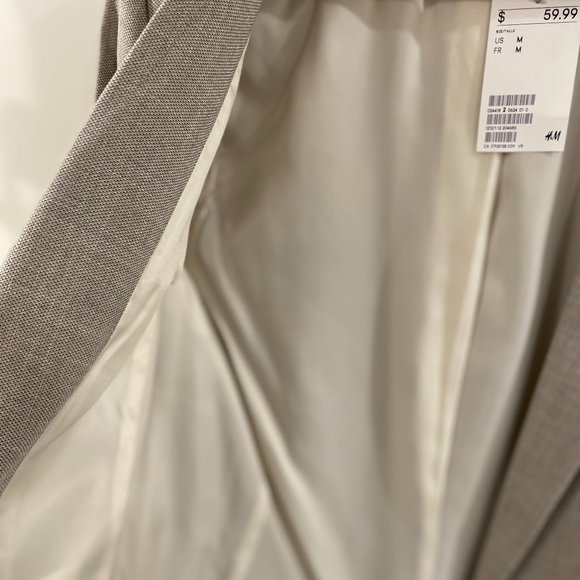 NWT H&M Linen Blend Gathered-sleeve Jacket Size Medium - Picture 6 of 6